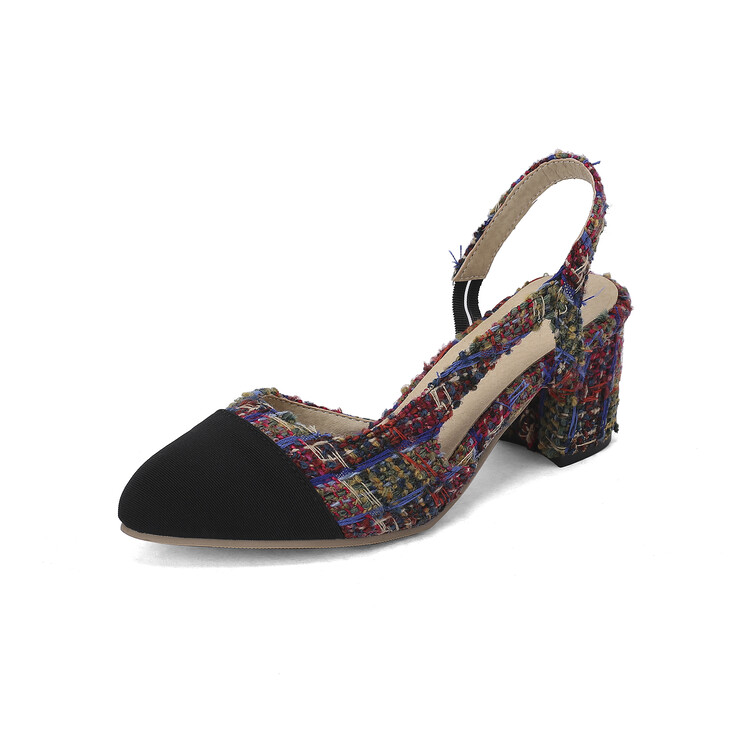 Women's Fashion Flat Shoes Low Heel Pointed Toe Cloth Upper Spring 2023