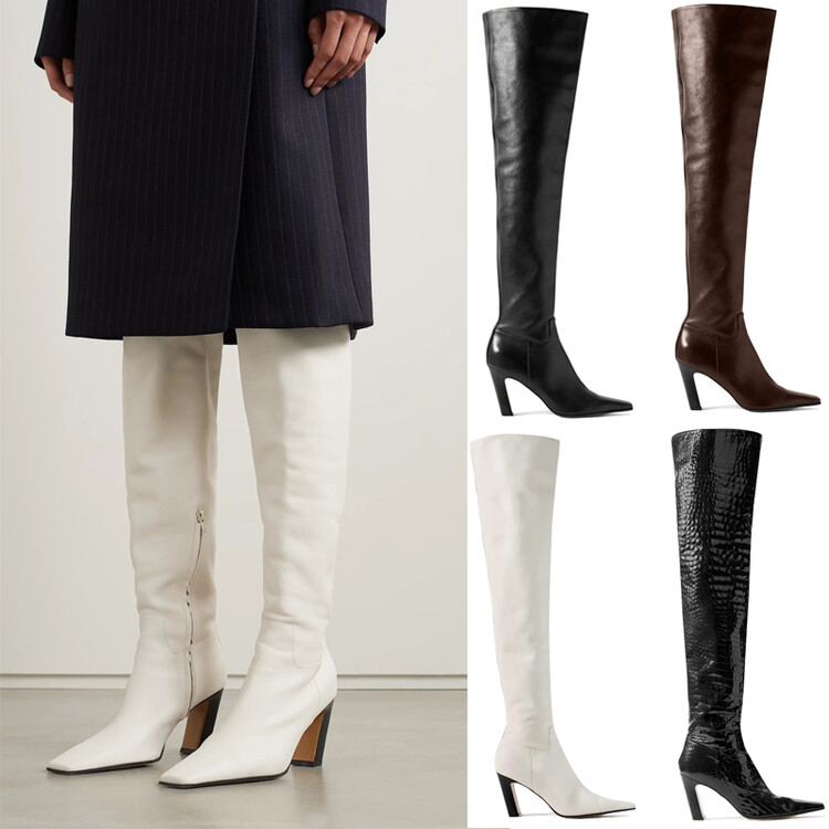 Women's Over-the-Knee High Heel Fashion Boots with Double Zippers
