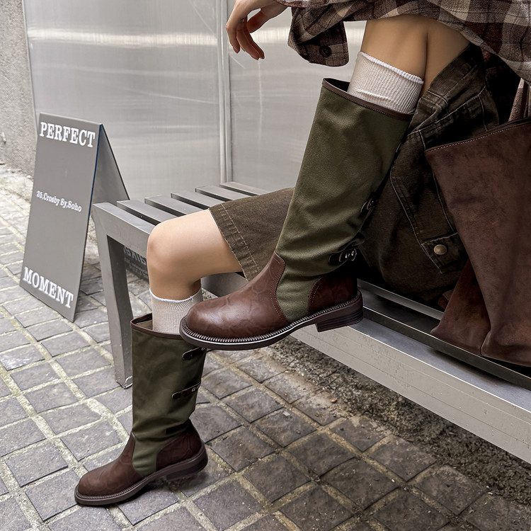 Western Boots for Women - Cow Leather & Denim High Shaft - Brown or Black