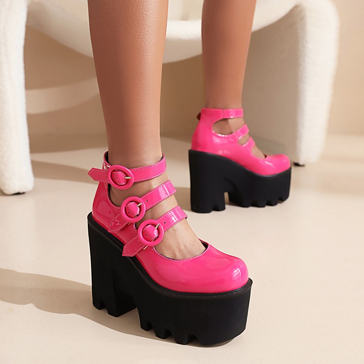 Punk Platform Sandals with Buckle Strap and High Heel