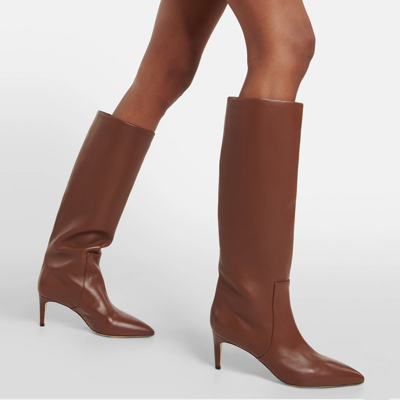Women's High Heel High Shaft Fashion Boots with Embroidery and Stitching